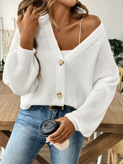 Autumn and winter new minimalist short button jacket sweater cardigan