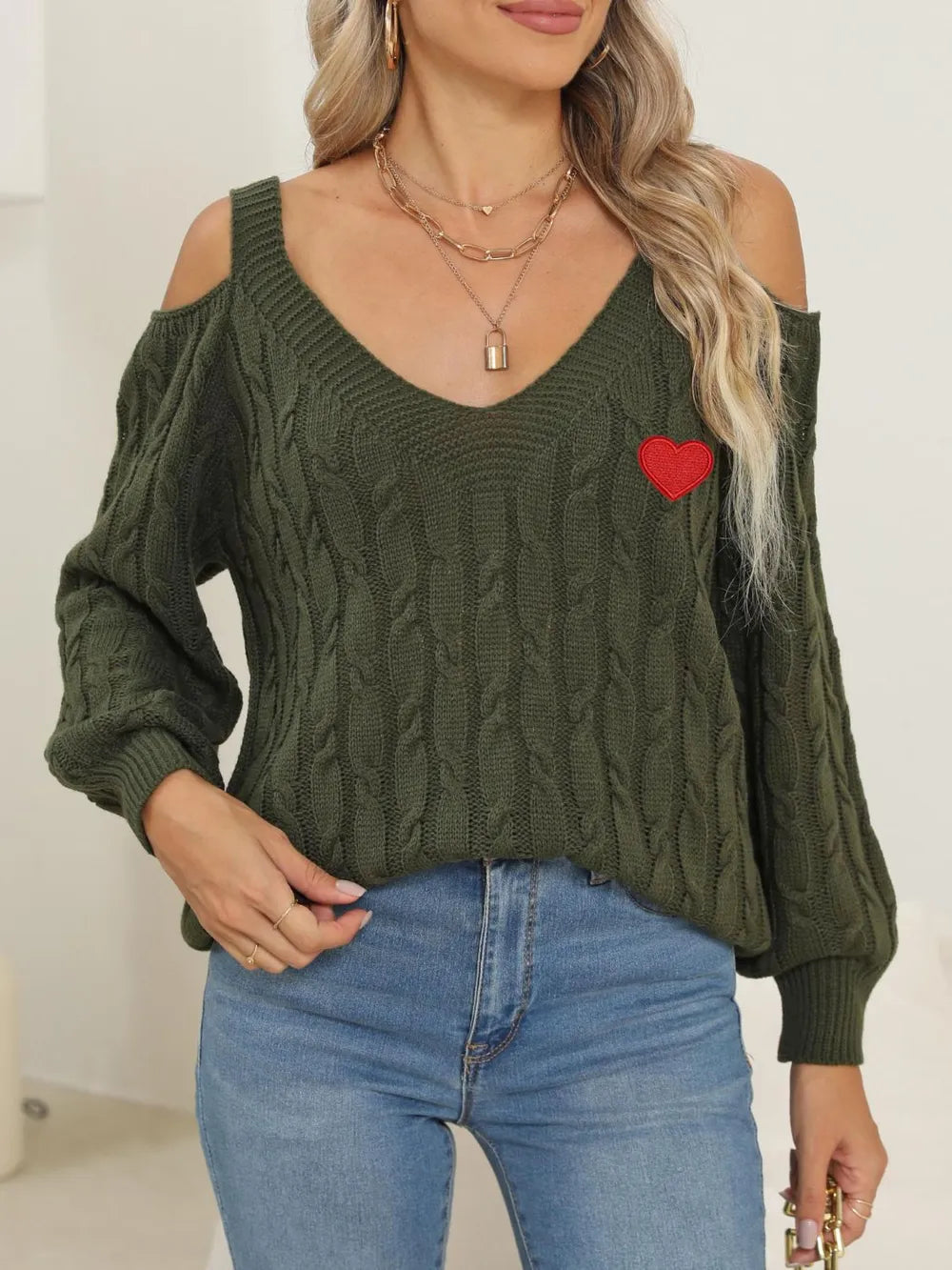 Autumn/Winter Top Deep V Sexy Off Shoulder Loose Hooded Sweater for Women