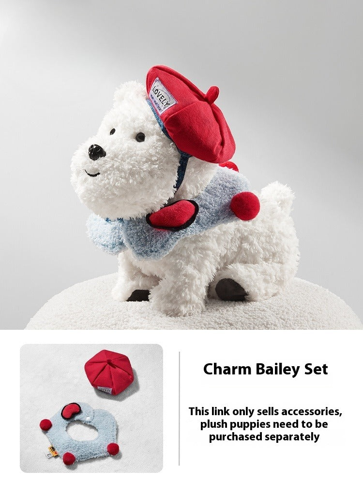 Babycare West Highland Plush Puppy Command Dog Scarf Hat Dog Clothes Set