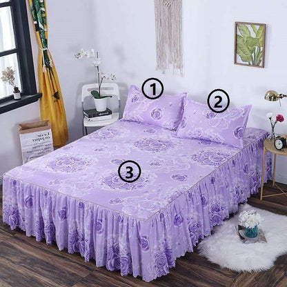 Woolly Bed Skirt Pillowcase Bedding Set