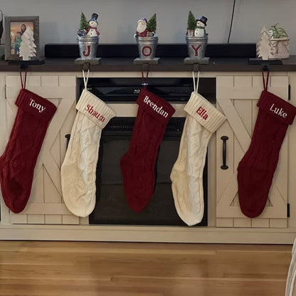 Embroidered Knitted Christmas Socks