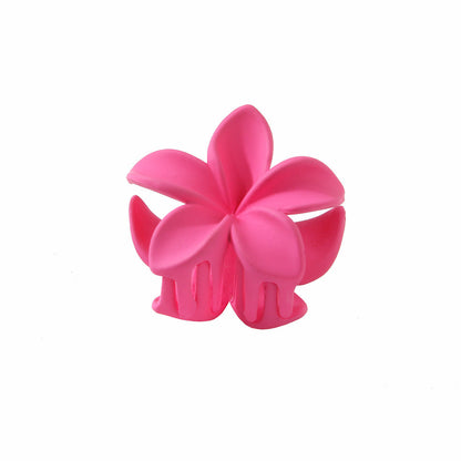 Feather & Red Plastic Flowers Barrettes
