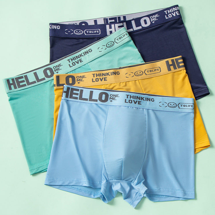 Popular HELLO Ice Silk Men's Boxer Underwear