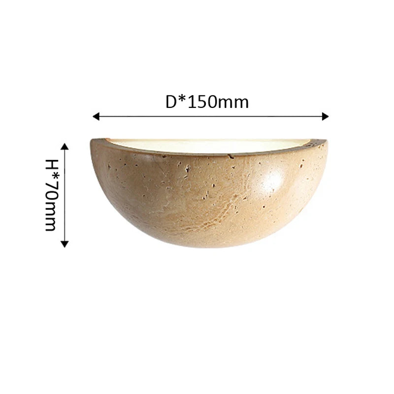 Retro Yellow Cave Stone Bedroom Bedside Lamp Semicircle Living Room Corridor Wall Lamp