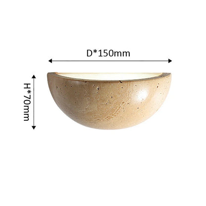 Retro Yellow Cave Stone Bedroom Bedside Lamp Semicircle Living Room Corridor Wall Lamp