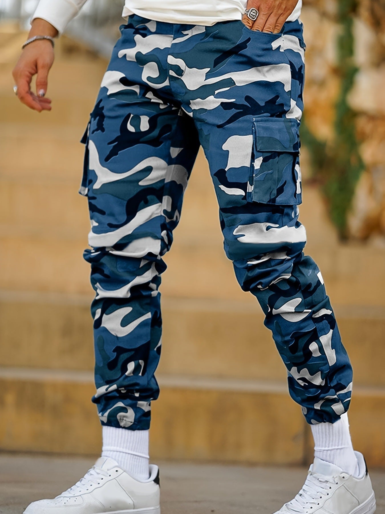 Camouflage Ankle-tied Men's Overalls Pants