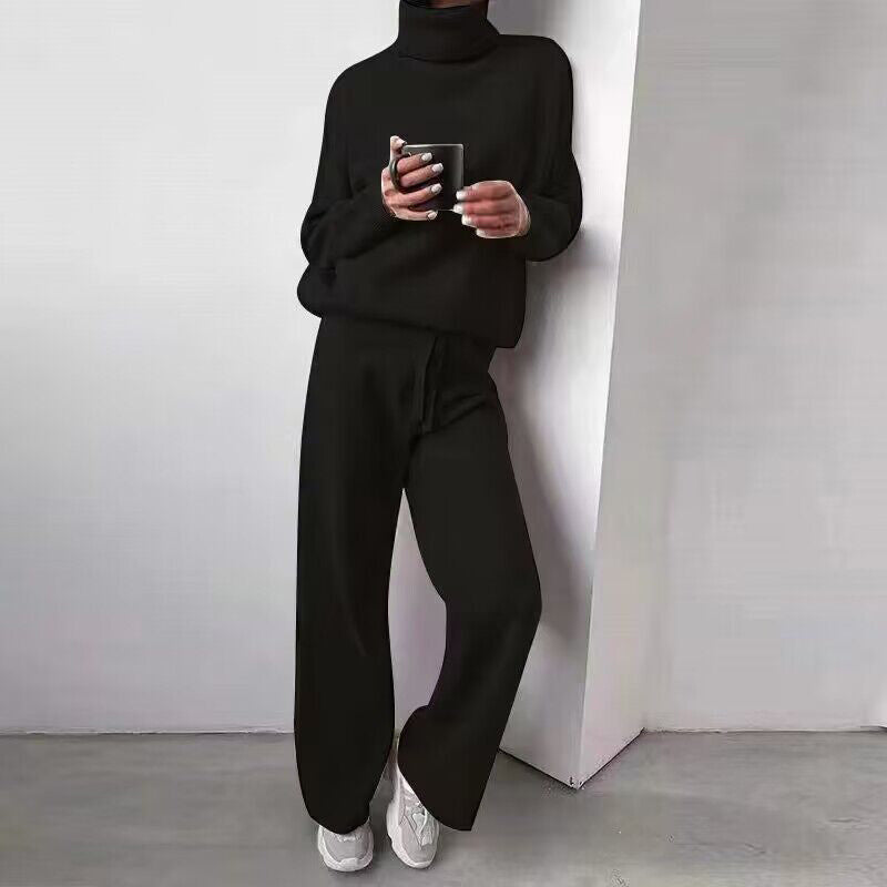 Casual Women Turtleneck Sweater Drawstring Pants