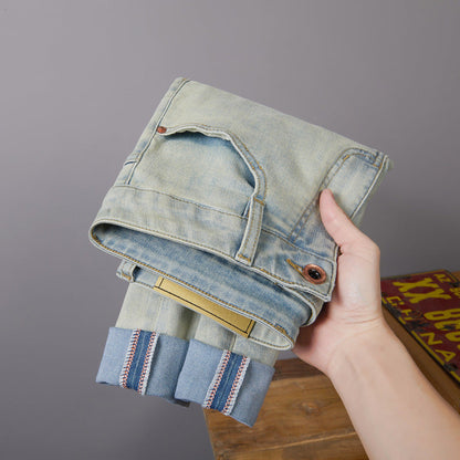 Casual Retro Korean Style Slim-fit Ankle-tied Jeans