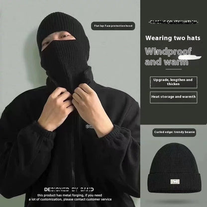 Men's Outdoor Thickened Warm Wool Hat Mask Dual-use