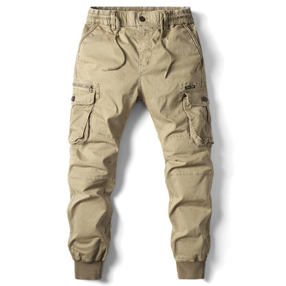 Solid Color Skinny Multi-pocket Men's Work Pants