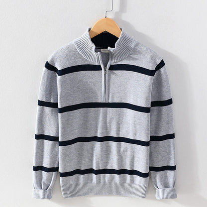 Men's Cotton Wool Turtleneck Half Zipper Sweater