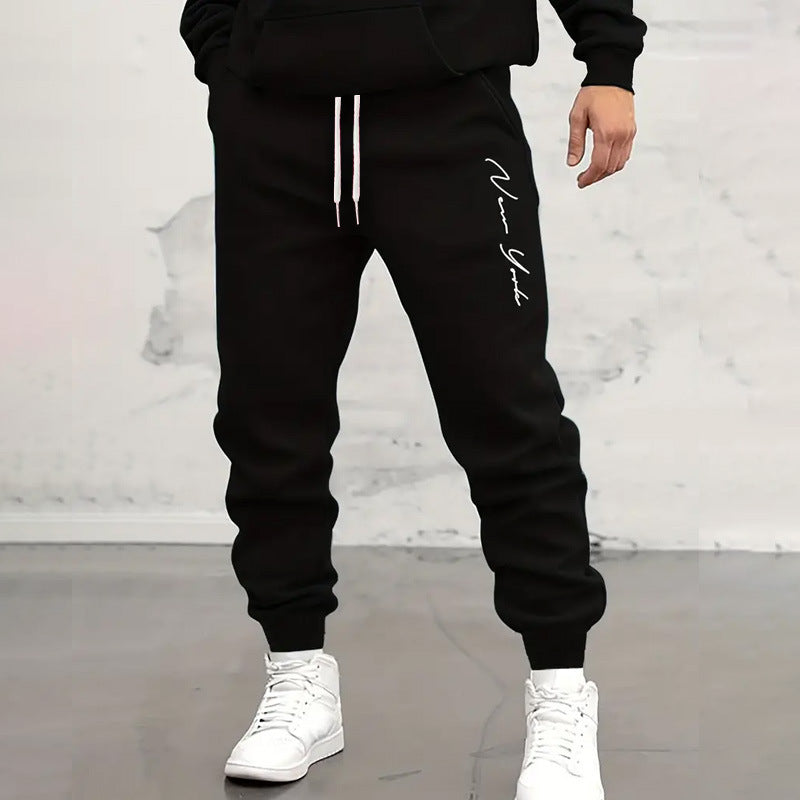 Men's Casual Letter Printed Tapered Sports Trousers