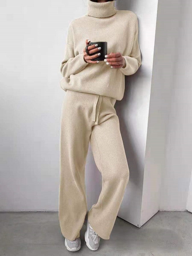 Casual Women Turtleneck Sweater Drawstring Pants