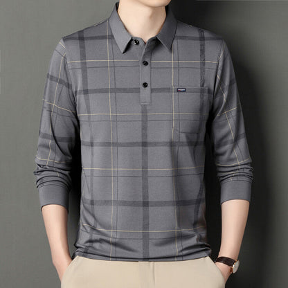 Men's Autumn Long Sleeve Striped Polo Shirt