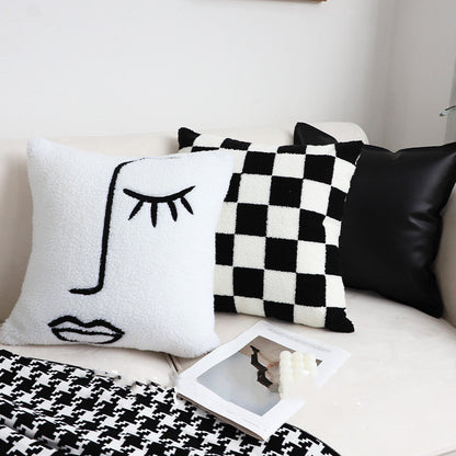 Black and White Checkerboard Pillow