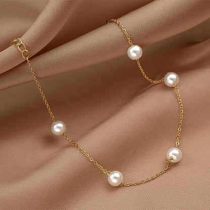 Titanium Steel Pearl Anklet Beach Jewelry