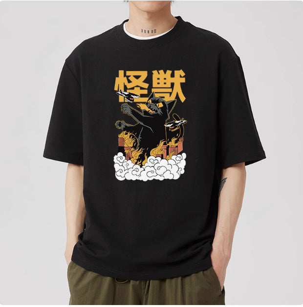 Men's Casual Japanese Pure Cotton Cat Pattern Shirt