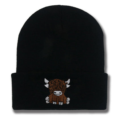 Cartoon Long Hair Yak Knitted Hat Winter Warm Wool