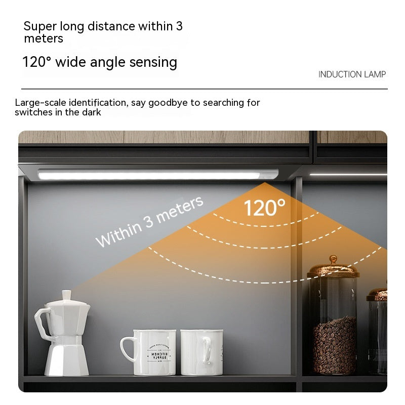 Smart Infrared Sensor Lamp Wireless Magnetic Long Cabinet Light With Rechargeable Hallway Wardrobe