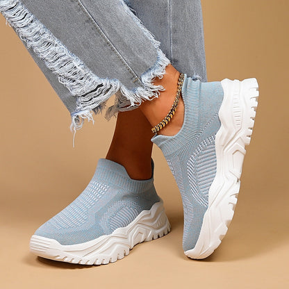 Sports Women's Breathable Flying Woven Socks Slip-on Lazy Shoes