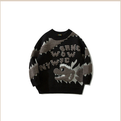 Cartoon Xiaolong Loose Round Neck Sweater Sweater