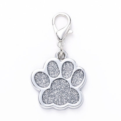 Zinc Alloy Metal Pet Tag Zinc Alloy Identity Brand Glitter Footprint Engraving Dog Tag