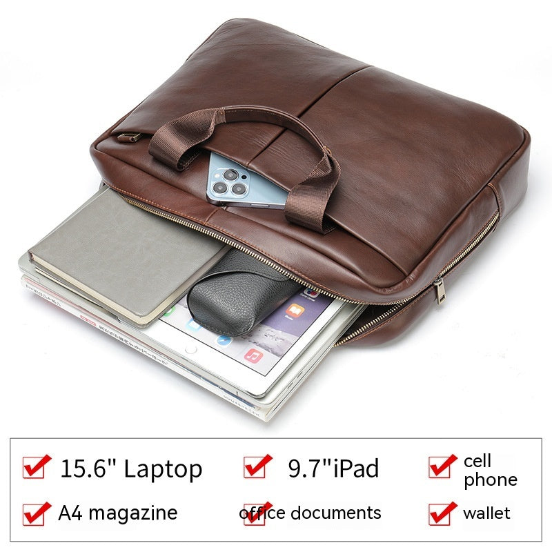 Large Capacity Men's Cowhide Briefcase