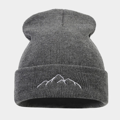 Peak Embroidery Beanie Hat Warm Trendy