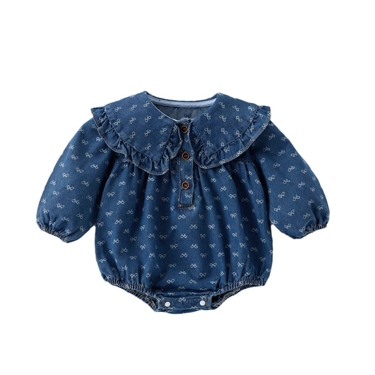 Toddler Denim Romper Triangle-style Crawling Suit Girls One-piece Dress
