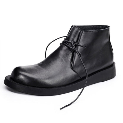 Short Lace-up Leather Mid-top Martin Boots
