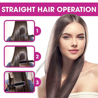 2 In 1 Hair Straightener Hot Comb Curling Brush