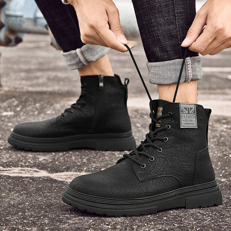 Short Men's Genuine Leather British Casual Shoes