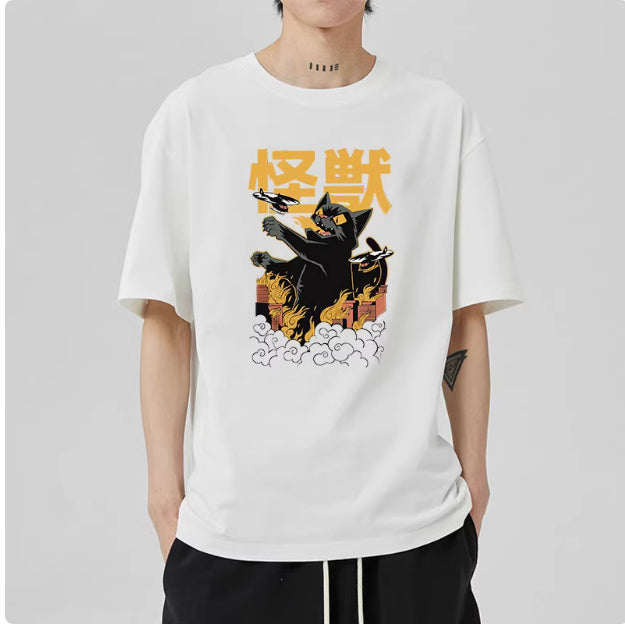 Men's Casual Japanese Pure Cotton Cat Pattern Shirt
