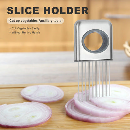 Onion Holder Slicer Vegetable Tools Tomato Cutter Stainless Steel Kitchen Gadget