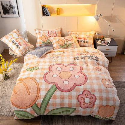 Four-piece Velvet Bedding Set Warm Milk Velvet
