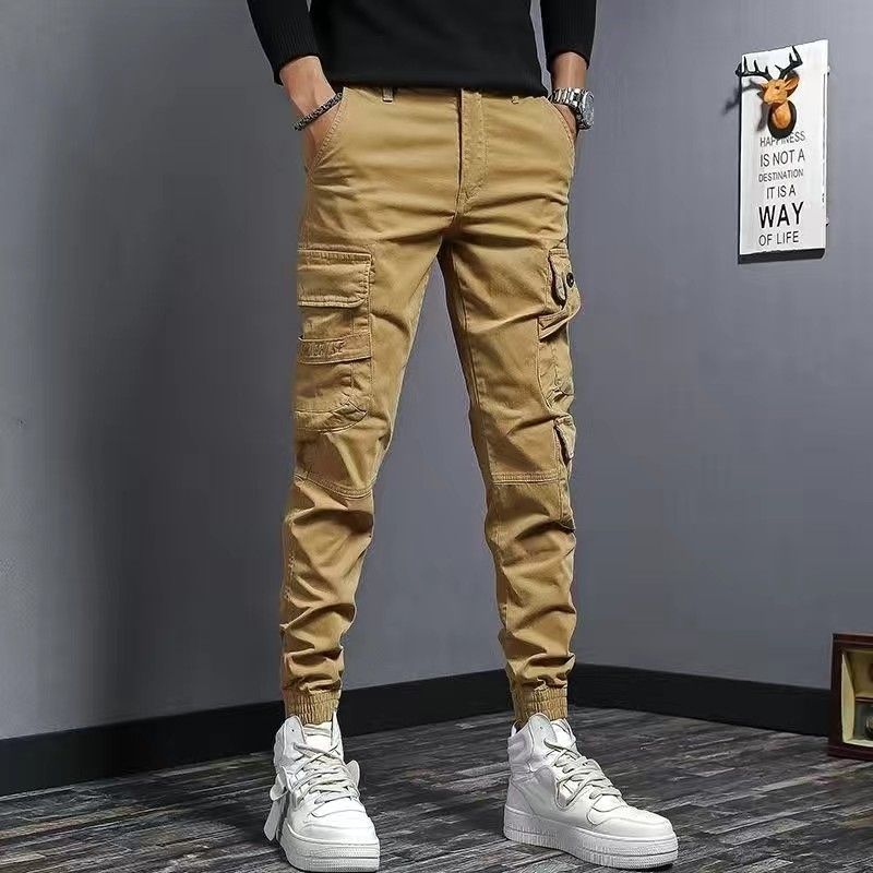 Coffee Men's Slim Fit Elastic Denim Work Pants