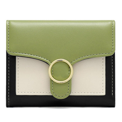 Brand Designer Geometric Panelled Trifold Women Wallet Pu Leather Zipper Coin Ladies Small Purse Card Holder Short Female Wallet