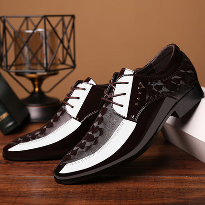 Bright leather shoes for men's business dress shoes, plus size men's shoes, versatile wedding shoes