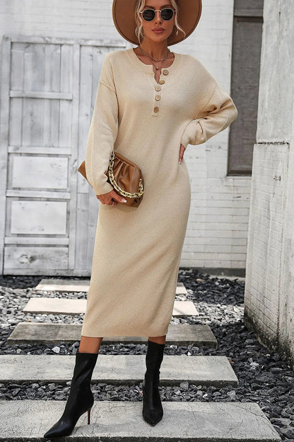 Button knit sweater dress fashionable temperament commuting women's sweater women