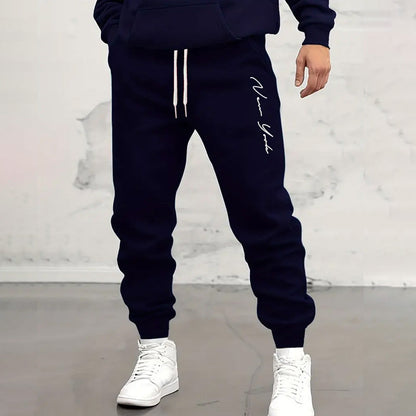 Men's Casual Letter Printed Tapered Sports Trousers