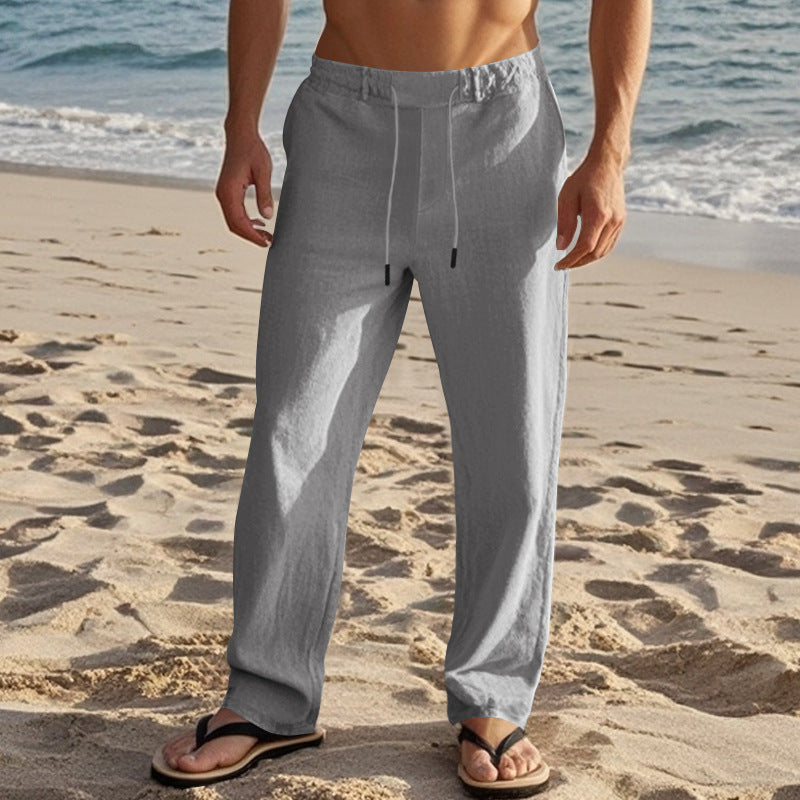 Men's Drawstring Cotton Linen Trousers