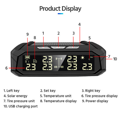 Solar External Tire Pressure Monitor 6 Tire RV Trucks