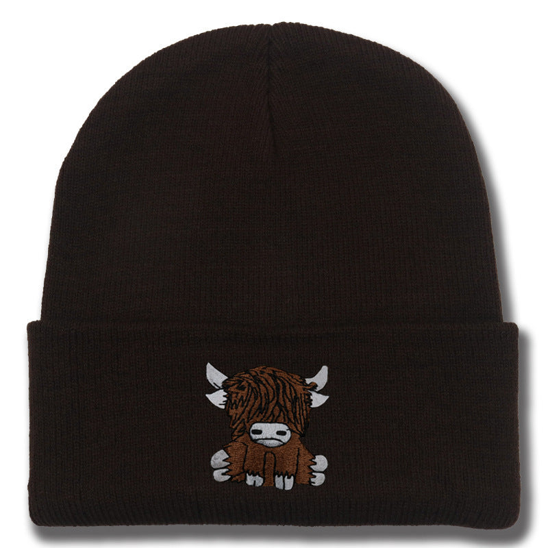 Cartoon Long Hair Yak Knitted Hat Winter Warm Wool