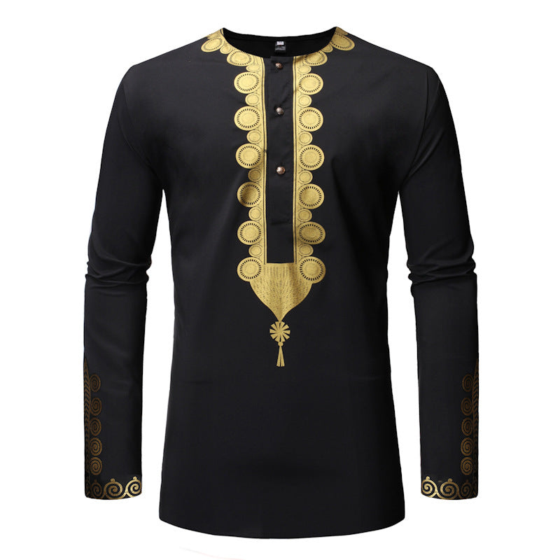 Men's Casual Long Sleeve Bronzing Polyester Shirt