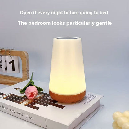 Creative Wood Grain Chargeable With Remote Control Touch Lamp