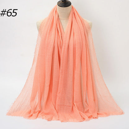 Pure Color Pleated Cotton Scarf Cotton And Linen Scarf