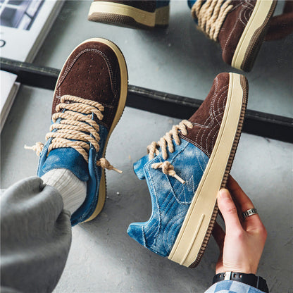 Leisure Denim Board Shoes Men Lace-up Flats Skateboard