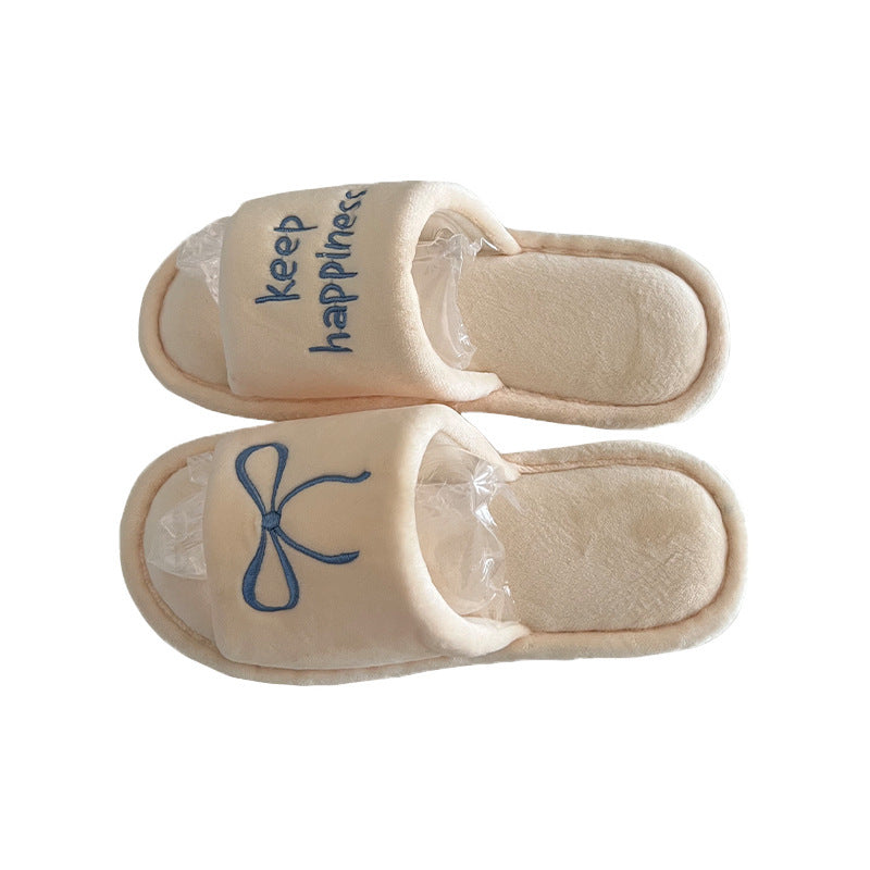 New Creative English Letters Ins Style Word Soft Flat Bottom Ladies Cotton Slippers