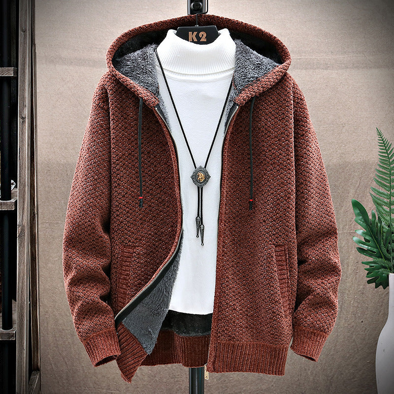 Hooded Sweater Men's Zipper Sweater Slim Fit