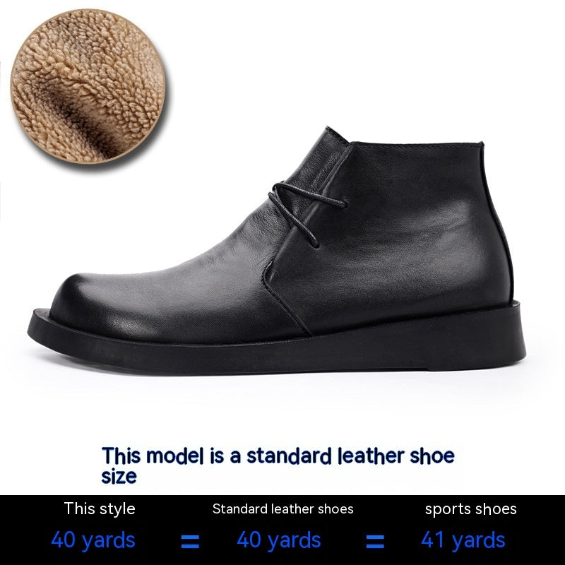 Short Lace-up Leather Mid-top Martin Boots